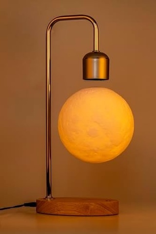 Amberled Manyetik Yüzen Ay Lambası, Kablosuz Telefon Şarjlı Masa Lambası, 3 Farklı Işık Modlu 3d Ay Küresi, Vintage Tasarım Ahşap Tabanlı Dekoratif Gece Lambası .