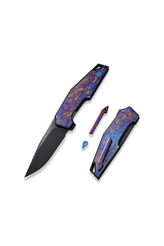 We Knife Oao One And Only Black Titanium Integral Handle With Timascus Inlay Black Stonewashed Bevels Black Brushed Flats Cpm 20cv Blade Kamp Çakı Çok Renkli