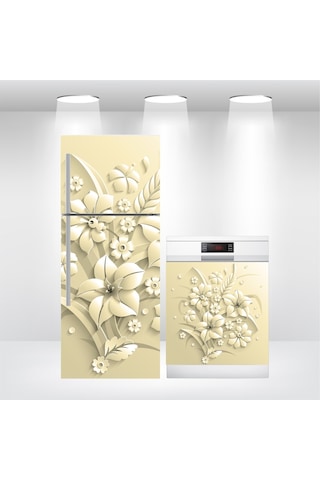 Buzdolabı Ve Bulaşık Makinesi Kapak Folyo Kaplama 3D Çiçek