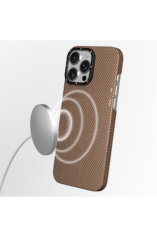 Apple Uyumlu iPhone 16 Pro Kılıf Magsafe Aramid Fiber Youngkit 1500d Kevlar Extreme Wing Titanyum-gold