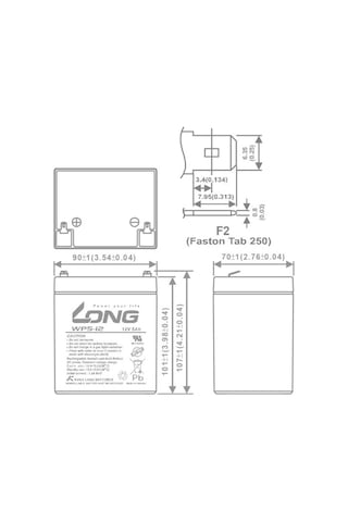 Long WP5-12 12 V 5 AH Bakımsız Kuru Akü