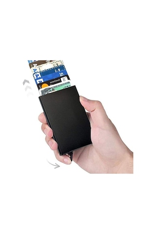 Machine Model Otomatik Mekanizmalı Kredi Kartlık Alüminyum Rfıd Koruma Sistemli Mat Siyah