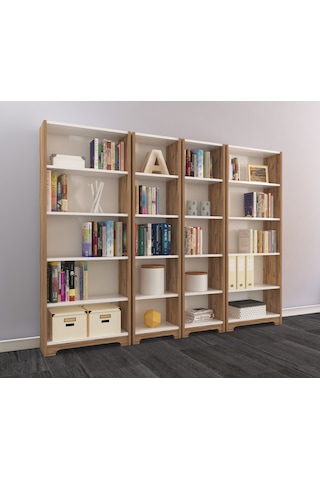 Nur Mobilya 4'lü Kitaplık Seti Atlantikçam Beyaz Bazalı Model