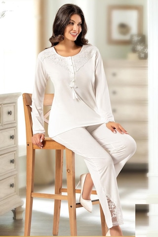 Xses 2020 Kadın Uzun Kollu Pijama Takım-ekru Ekru