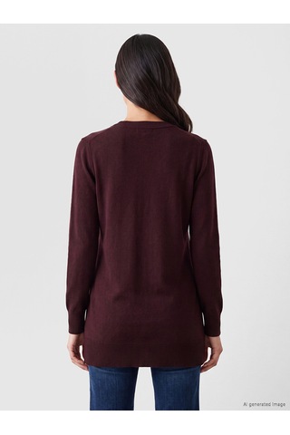Lc Waikiki Lc Waıkıkı Bordo Bisiklet Yaka Kadın Triko Tunik
