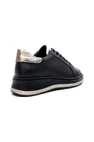 Venüs 25150007y Kadın Hakiki Deri Bağcıklı Feta Topuk Sneaker Ayakkabı Siyah