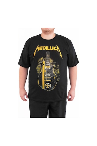 Bant Giyim - Metallica Gitar 4xl Büyük Beden Erkek Tişört Siyah