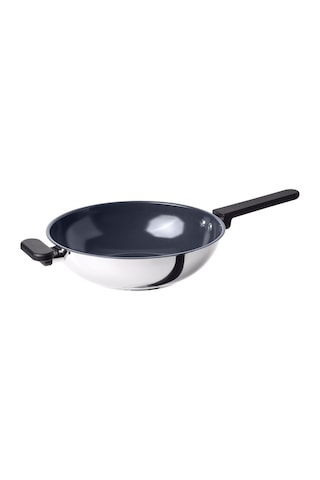 Wok Tava, Yapışmaz Kaplama-paslanmaz Çelik, 28 Cm Açık Bej
