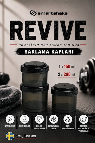 Smartshake Revive Saklama Kapları Siyah 3'lü Set