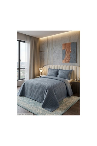 Premium Kabartma Dokulu Royal Model Çift Kişilik Yatak Örtüsü 2 Adet Yastık Kılıfı Dahil 250 X 260 Premium23004 Siyah