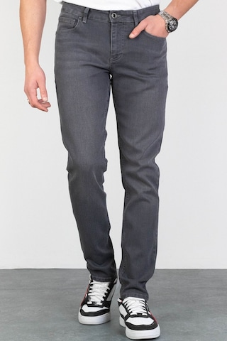 Erkek Koyu-Gri Slim Fit Dar Kesim Esnek Likralı Denim Jeans Kot P (492074509)