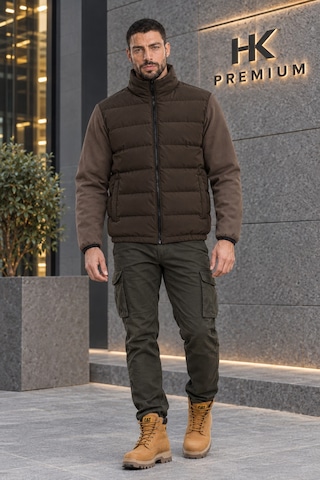 Hk Premium Tekstil Oysho Kumaş Kollu Şişme Mont Su İtici Kışlık Kahverengi