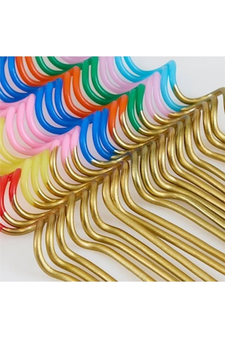 Meri Meri - Gold Dipped Swirly Candles - Altın Detaylı Renkli Kıvrımlı Mumlar - 20 Adet Çok Renkli