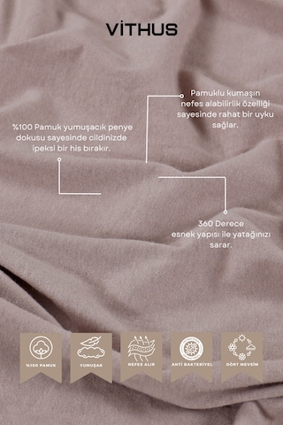 %100 Pamuk Penye Lastikli Çarşaf Tek Kişilik, Çift Kişilik Ve Battal Boy Açık Kahve