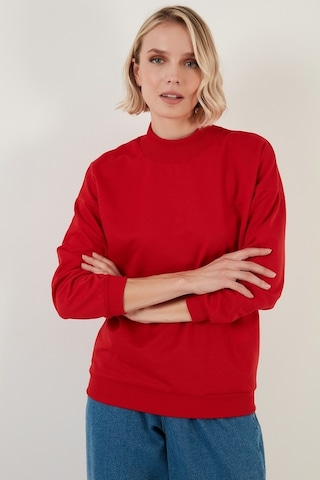 Lela Pamuklu Dik Yaka Basic Örme Bayan Sweat 5863323 Kırmızı