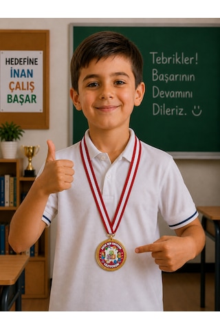 Artık Ben Okuyorum Yazıyorum Madalyası - Dijital Baskılı 1. Kalite Madalya Altın