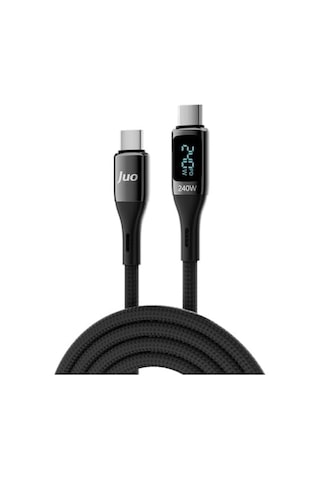 240w Dijital Led Ekranlı E-mark Çipli Pd 3.1 Usb Type-c To Type-c Hızlı Şarj Ve Data Kablosu 1 Metre
