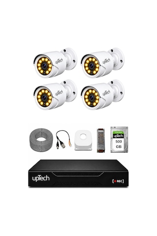 Uptech Full Hd 4 Kameralı Gece Renkli Görüş Su Geçirmez Güvenlik Kamera Seti 1 Tb Hdd 2239