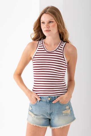 Giysa Kadın Bisiklet Yaka Çizgili Basic Body Bordo - 25510 Bordo