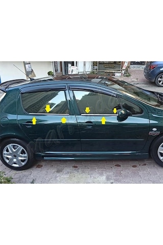 Peugeot 307 Krom Cam Çıtası 2001-2008 4 Parça Paslanmaz Çelik