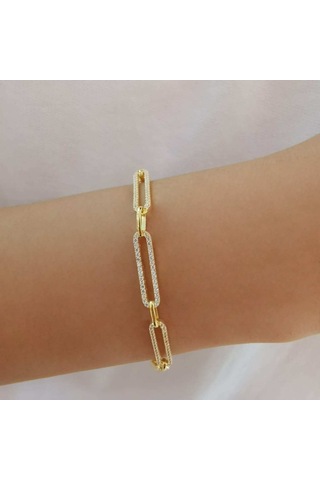 Bakla Gümüş Bileklik Zirkon Taşlı Gold (528167290)