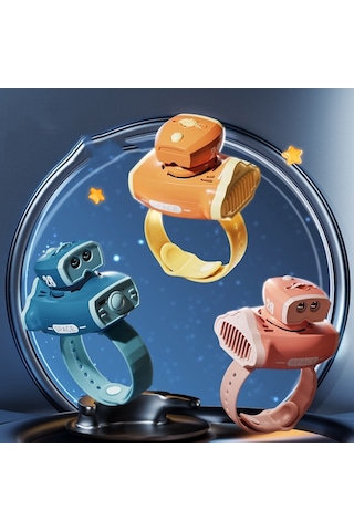 Cbtx Çocuk Uzay Gemisi Karikatürlü Fan Projeksiyon Bladeless Bilek Fanı Turuncu