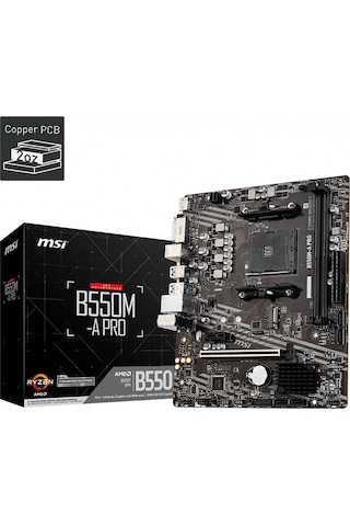 MSI B550M-A PRO AMD B550 4600 MHz (OC) DR4 Soket AM4 mATX Anakart