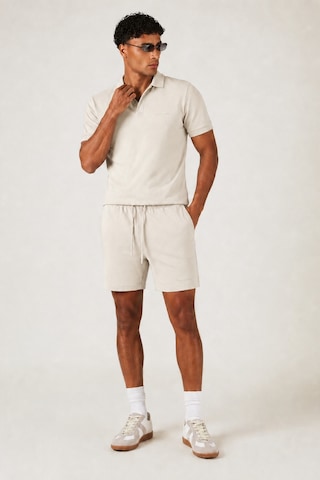 Erkek %100 Pamuk Polo Yaka Tişört Ve Şort Takım Slim Fit Yazlık 2'li Kombin Bej
