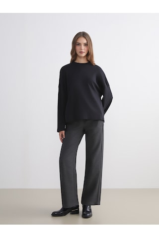 Lcw Modest Gri Beli Lastikli Dokulu Geniş Paça Kadın Pantolon