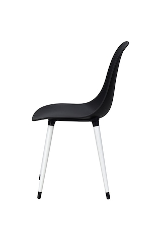 Vilinze Eames Beyaz Ahşap Ayak Plastik Siyah Sandalye