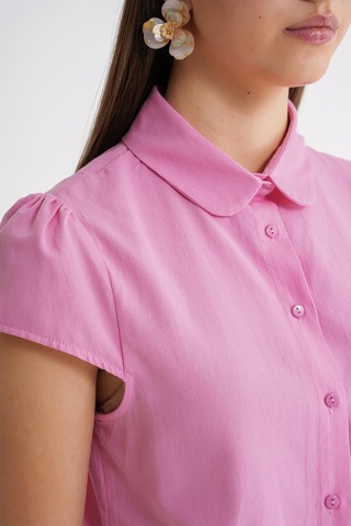 Mixray 4698 Kadın Ay Kol Fit Pensli Gömlek Pembe