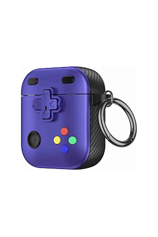 Airpods Uyumlu 2/1 Oyun Konsolu Şekli Kablosuz Kulaklık Koruyucu Kılıf Mor İçin Mor