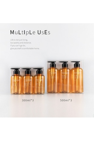 Ulzyvf Büyük Kapasiteli 300/500ml Şampuan & Losyon Dispenser Seti - Pratik Dayanıklı Mavi Mavi