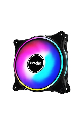 Node Game 120mm Gökkuşağı Rbw Led Fan - Performans Seri Sessiz Kasa Egzoz Fanı Siyah
