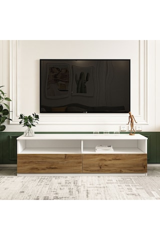 Centra Kapaklı Tv Sehpası,tv Ünitesi İstanbul Ceviz, Ev-ofis - Beyaz/kilim Beyaz/kilim