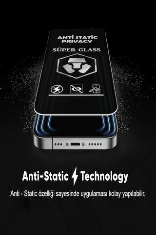 Apple iPhone Uyumlu 15 Pro Max Tam Kaplayan Anti Statik Hayalet Süper Cam Ekran Koruyucu