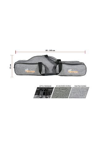 Wolfish 5 Gözlü 150 Cm Olta Çantası Gri 4 Cepli