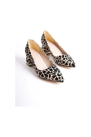 Efw Moda Chiara Sivri Burun Zebra 5 Cm Topuklu Kadın Siyah Krem Ayakkabı Siyah-krem Siyah - Krem