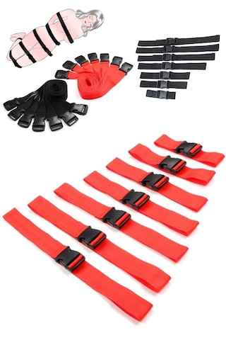 Fantazi Kırmızı 7 Parça Esaret Vücut Askı İpi