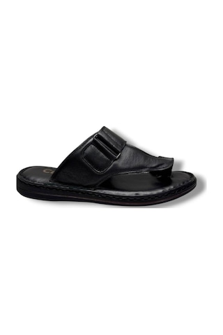 Cakgo 120-26 Hakiki Deri Ultra Soft Parmak Arası Anatomik Erkek Terlik 40-47 Siyah