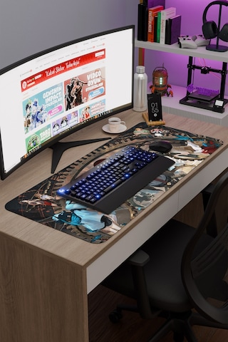 Steins Gate Kaymaz Dikişli Kauçuk Oyuncu Mousepad V5 - 90x40 Xxl Gaming Mouse Pad Fare Altlığı