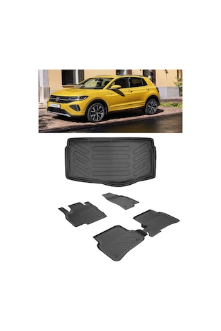 Sahler Volkswagen T-cross 2022 Ve Sonrası 4.5d Paspas 3d Rizline Alt Bagaj Havuzu Set