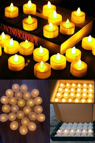Yuvarlak Beyaz Pilli Led Mum Sarı Işık Ledli Tealight Mumlar Mum