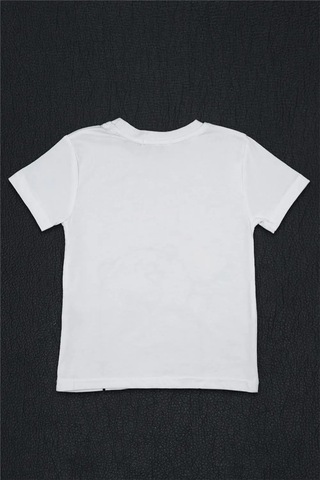 Kız Çocuk Beyaz Monna Rosa Eğlenceli Ayıcık Detaylı Yazlık Tişört Beyaz