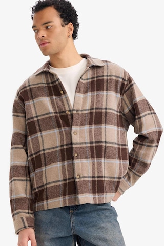 Defacto Boxy Fit Kareli Flanel Uzun Kollu Gömlek G4744ax25wnbn339 Kahve-bn339