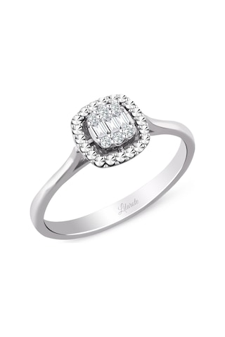 Modern Tasarım 0.08 Ct Baget Kare Tektaş Yüzük