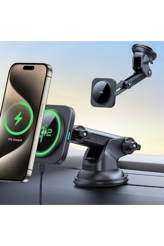 15w Qi2 Kablosuz Araç Şarj Cihazı Halolock - Siyah