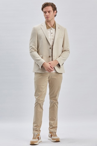 İmza Bej Desenli Örme Mono Yaka Likralı 6 Drop Slim Fit Dar Kesim Casual Ceket 1002240157-bej Bej