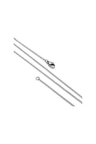 Premium Parlak Ve Şık İnce Rulo Halka Tekli Erkek 316l Çelik Kolye 1mm 55cm 3183eck050 - Gümüş Renk