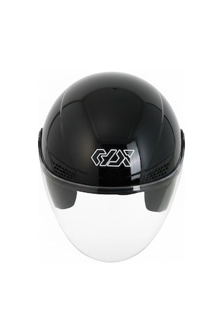 Gp Gx Mks005-Gb Şeffaf Vizörlü Motosiklet Yarım Kask Siyah